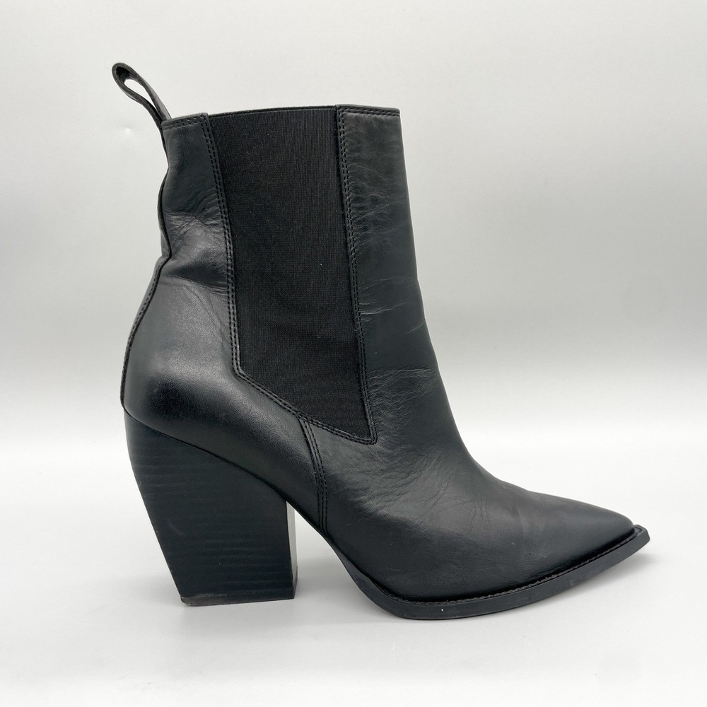 AllSaints Ria Boots Womens 10 Black Leather Western Cowgirl Goth Heels Bootie